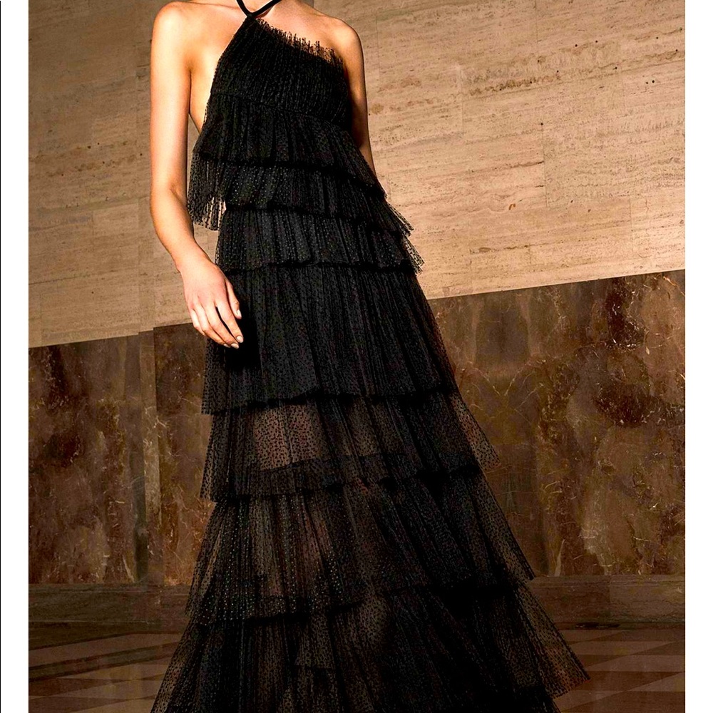 Alexis - Justina Tiered Tulle Halterneck Gown